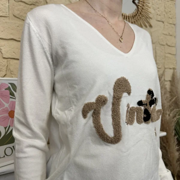 I732 - Pull vintage (TU) - ecru - taille-unique