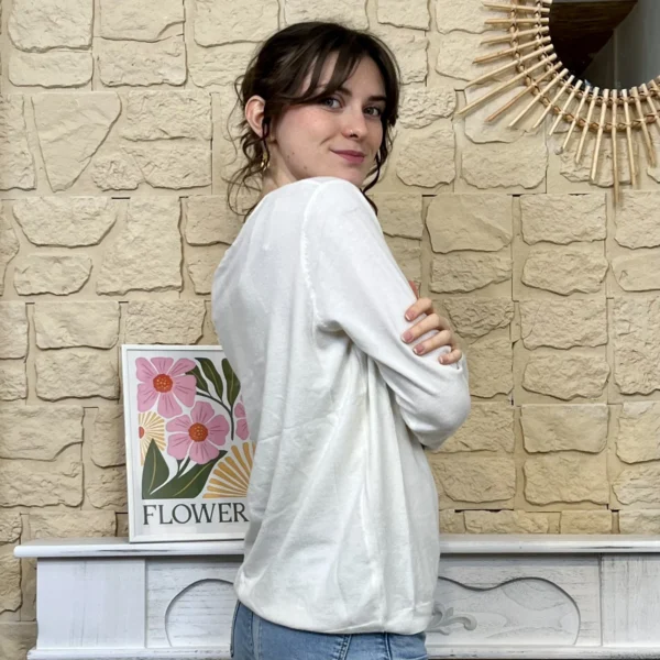 I732 - Pull vintage (TU) - ecru - taille-unique