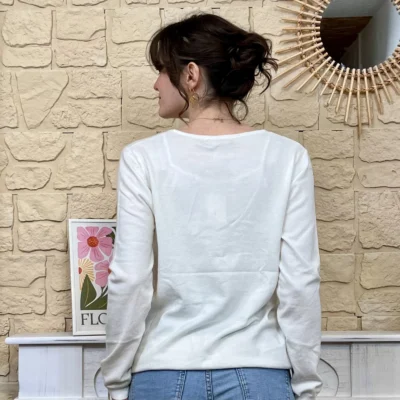 I732 - Pull vintage (TU) - ecru - taille-unique