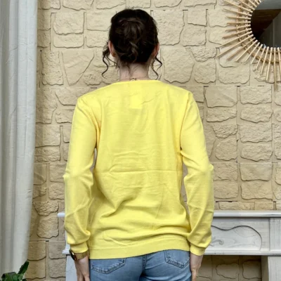 I732 - Pull vintage (TU) - jaune - taille-unique