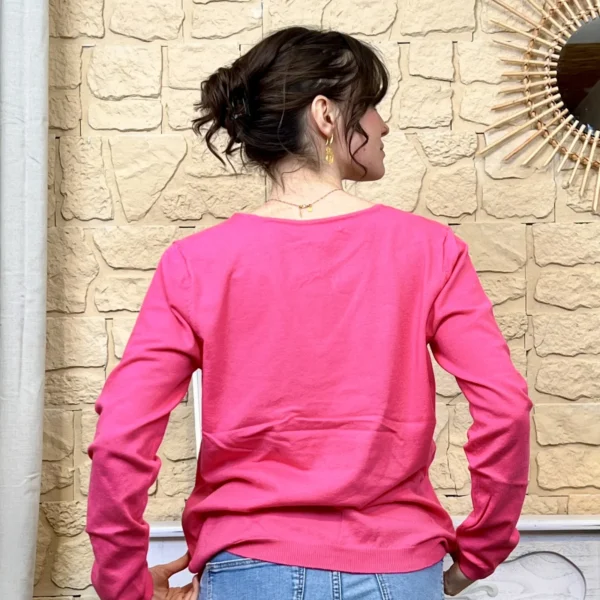 I732 - Pull vintage (TU) - fuchsia - taille-unique