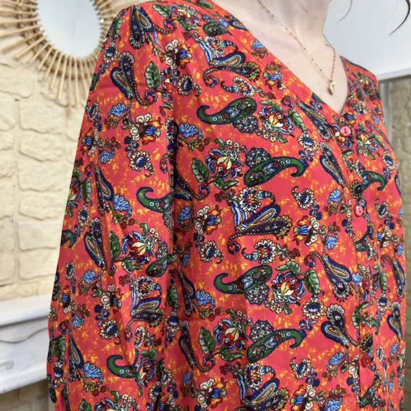I730 - Blouse florale (T36-T44) - corail - 46