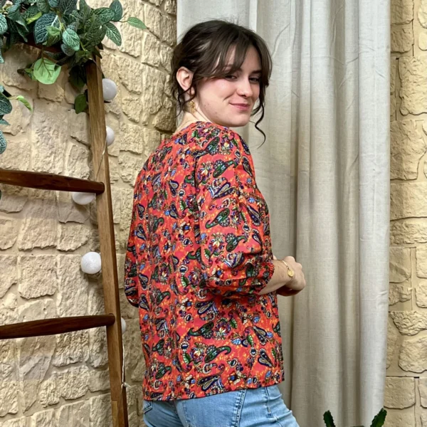 I730 - Blouse florale (T36-T44) - corail - 46