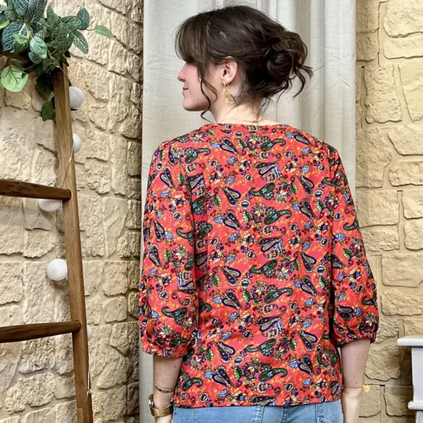 I730 - Blouse florale (T36-T44) - corail - 46