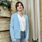 Blazer femme en maille « Tendance » - bleu-ciel - taille-unique