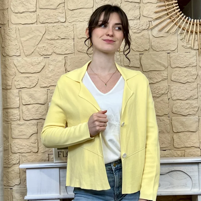 Blazer en maille confortable - jaune - taille-unique