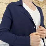 Blazer femme en maille « Tendance » - marine - taille-unique