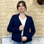 Blazer femme en maille « Tendance » - marine - taille-unique