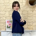 Blazer femme en maille « Tendance » - marine - taille-unique