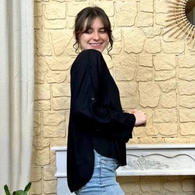 I724 - Blouse unie (T36-T44) - noir - 44