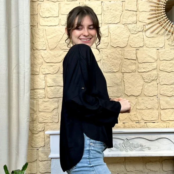 I724 - Blouse unie (T36-T44) - noir - 44