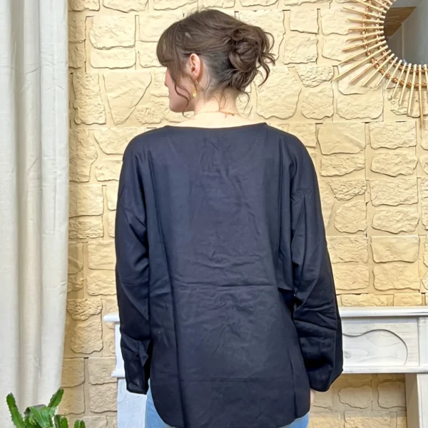 I724 - Blouse unie (T36-T44) - noir - 44