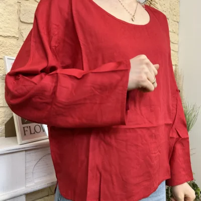 I724 - Blouse unie (T36-T44) - rouge - 44