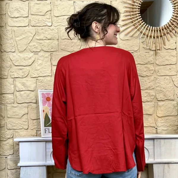 I724 - Blouse unie (T36-T44) - rouge - 44