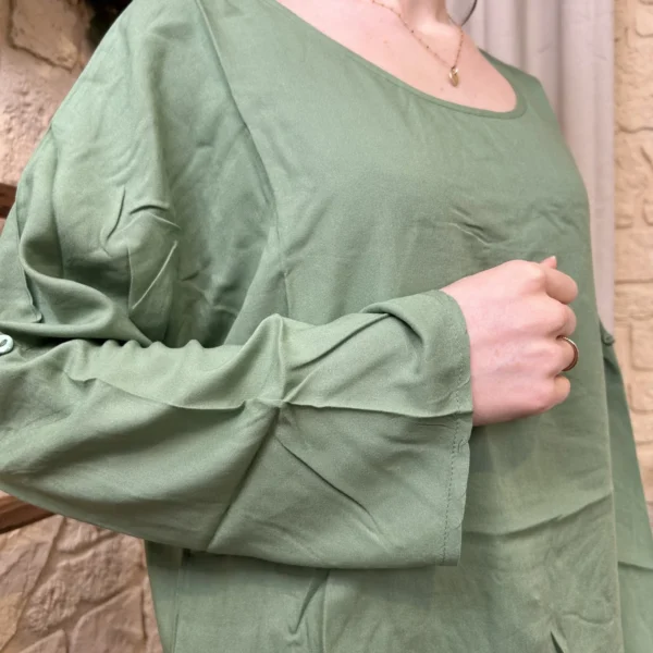 I724 - Blouse unie (T36-T44) - vert-deau - 44