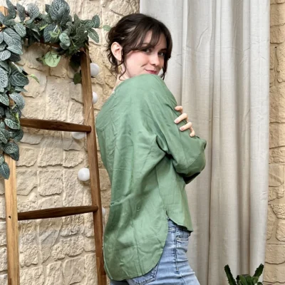 I724 - Blouse unie (T36-T44) - vert-deau - 44