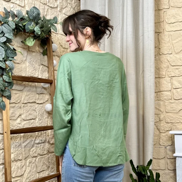 I724 - Blouse unie (T36-T44) - vert-deau - 44