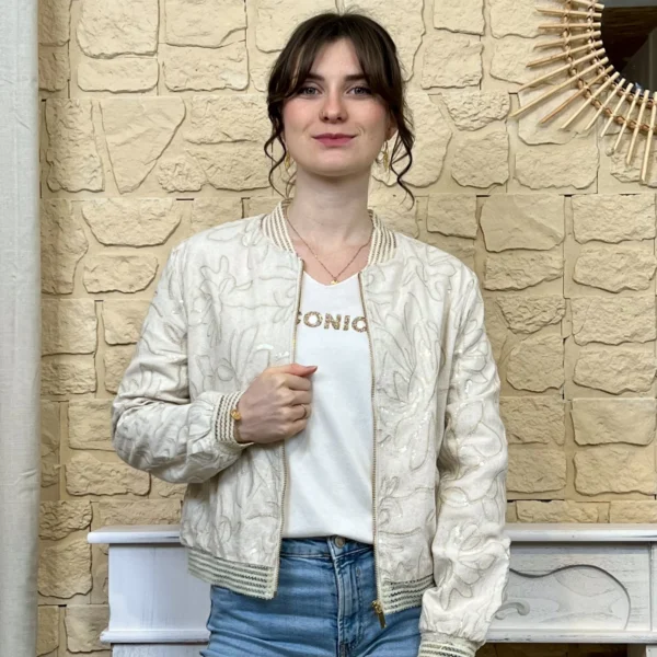 I726 - Bombers brodé (TU) - ecru - taille-unique