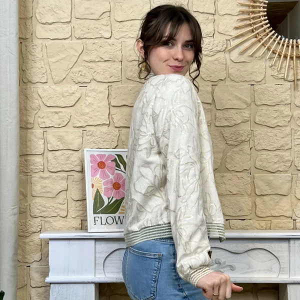 I726 - Bombers brodé (TU) - ecru - taille-unique