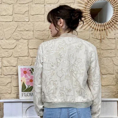 I726 - Bombers brodé (TU) - ecru - taille-unique