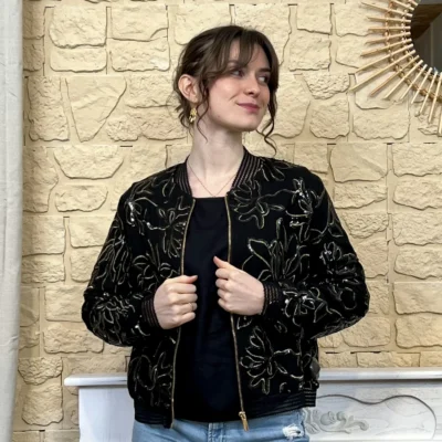 I726 - Bombers brodé (TU) - noir - taille-unique