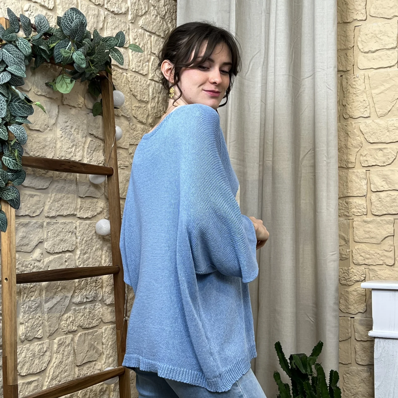 I725 - Pull coeur (TU) - bleu-indigo - taille-unique