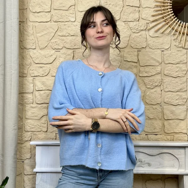 I720 - Gilet boutonné (TU) - bleu-ciel - taille-unique