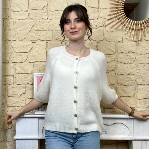 I720 - Gilet boutonné (TU) - ecru - taille-unique