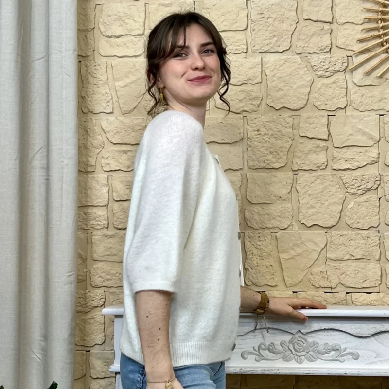 Gilet boutonné - ecru - taille-unique