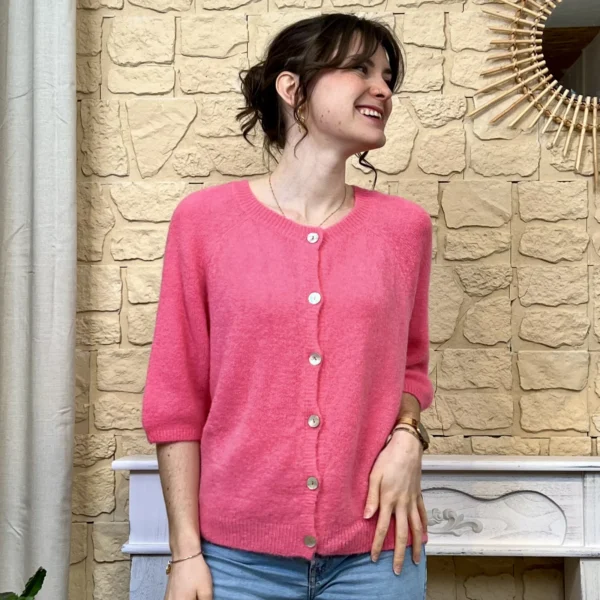 I720 - Gilet boutonné (TU) - fuchsia - taille-unique