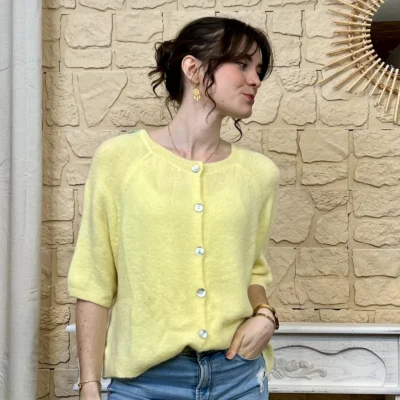 I720 - Gilet boutonné (TU) - jaune - taille-unique