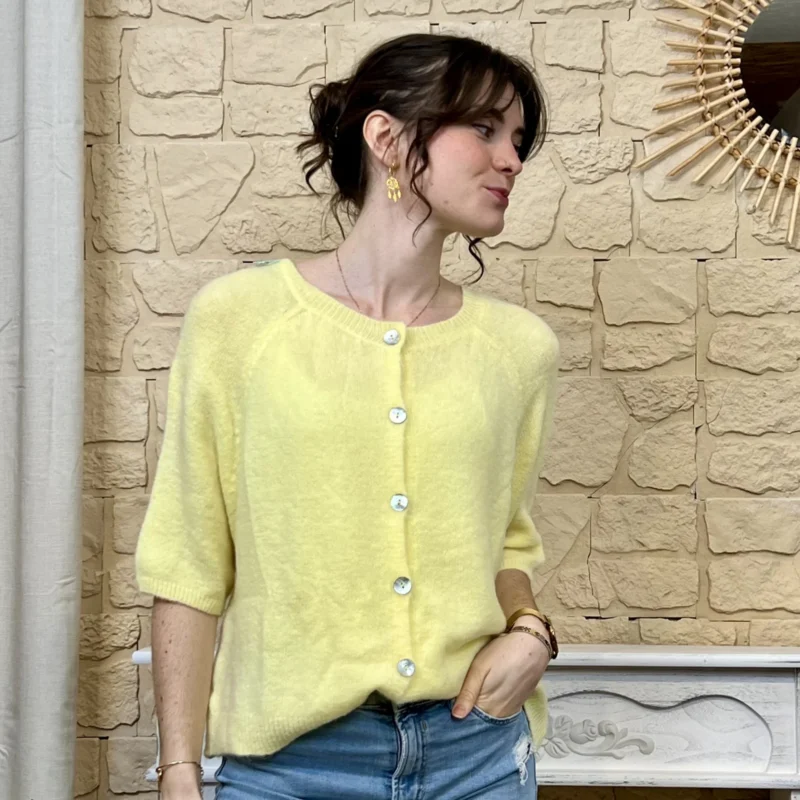 I720 - Gilet boutonné (TU) - jaune - taille-unique