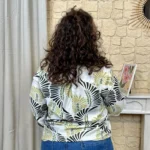 Blouse imprimé éventail (T44-T52) - kaki-vert - 52