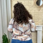Blouse imprimé éventail (T44-T52) - marron-camel - 52
