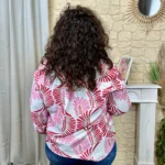 Blouse imprimé éventail (T44-T52) - rose-rouge - 52