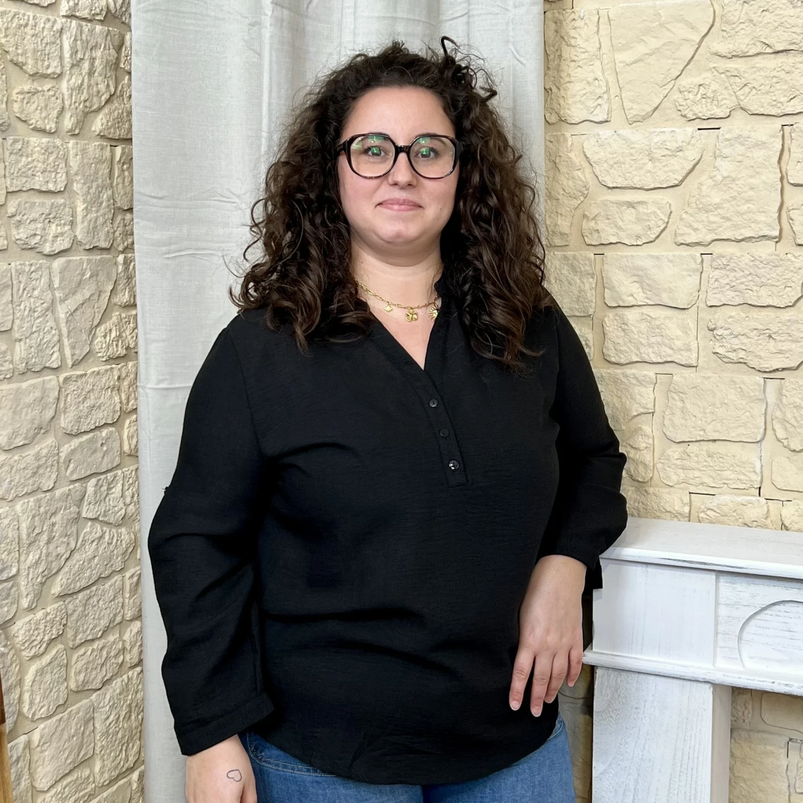 J714 - Blouse unie fluide (T44-T52) - noir - 52