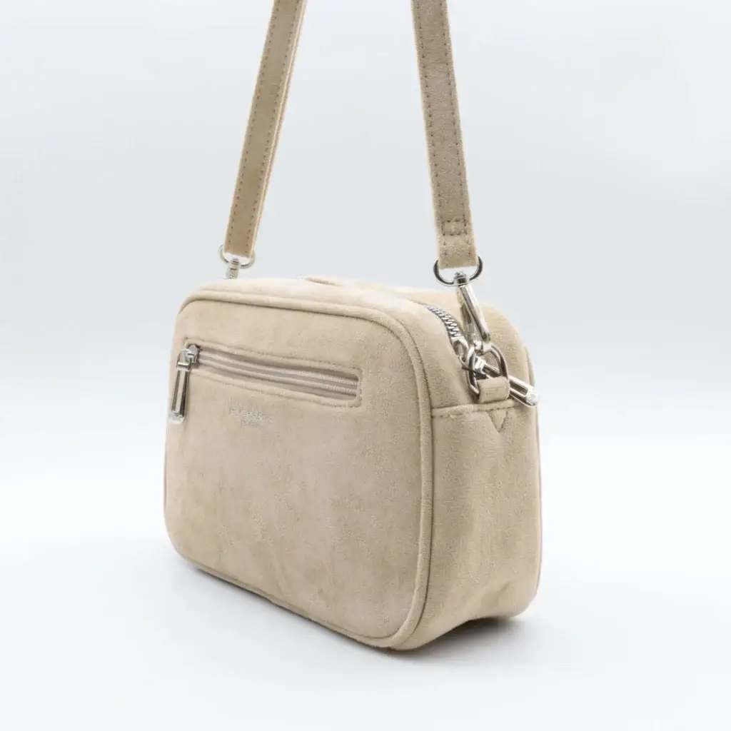 O980- Sac bandoulière aspect daim à pastilles - beige - sans-taille