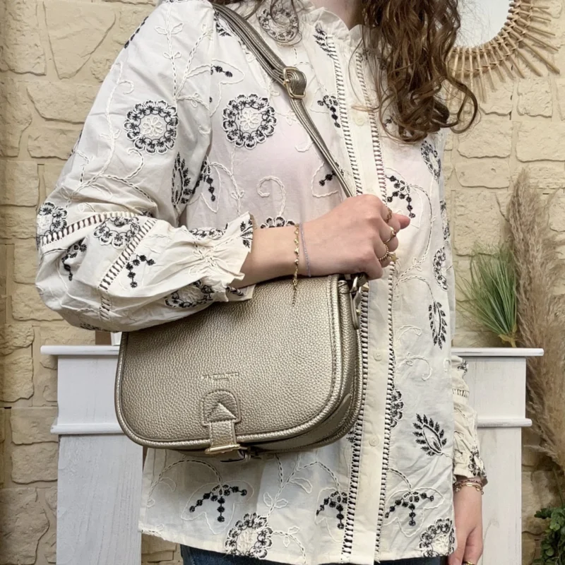 Petit Sac bandoulière à rabat - dore-taupe-metalise - sans-taille