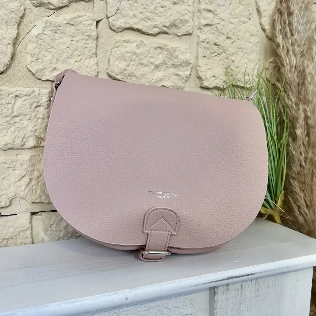 O983- Grand Sac bandoulière à rabat - rose-pale - sans-taille