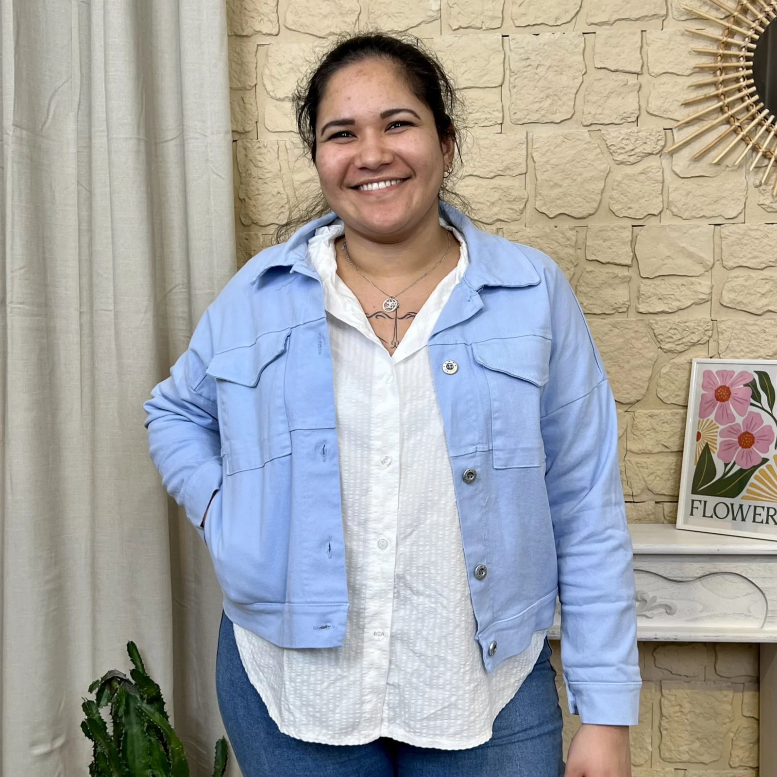 I714 - Veste en jean (TU) - bleu-ciel - taille-unique