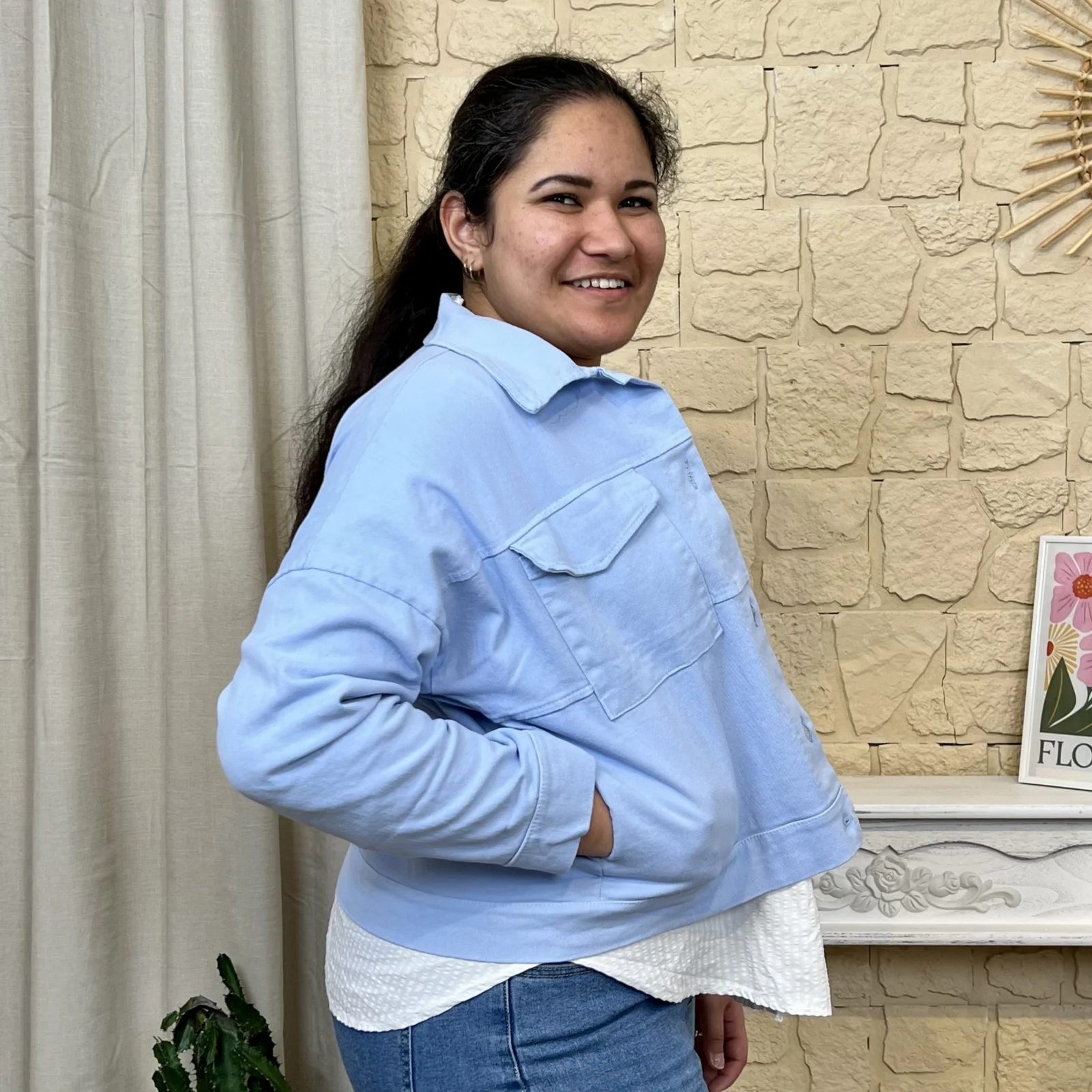 I714 - Veste en jean (TU) - bleu-ciel - taille-unique