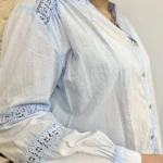 Chemise femme ample coton et dentelle - bleu-ciel - taille-unique