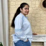 Chemise femme ample coton et dentelle - bleu-ciel - taille-unique