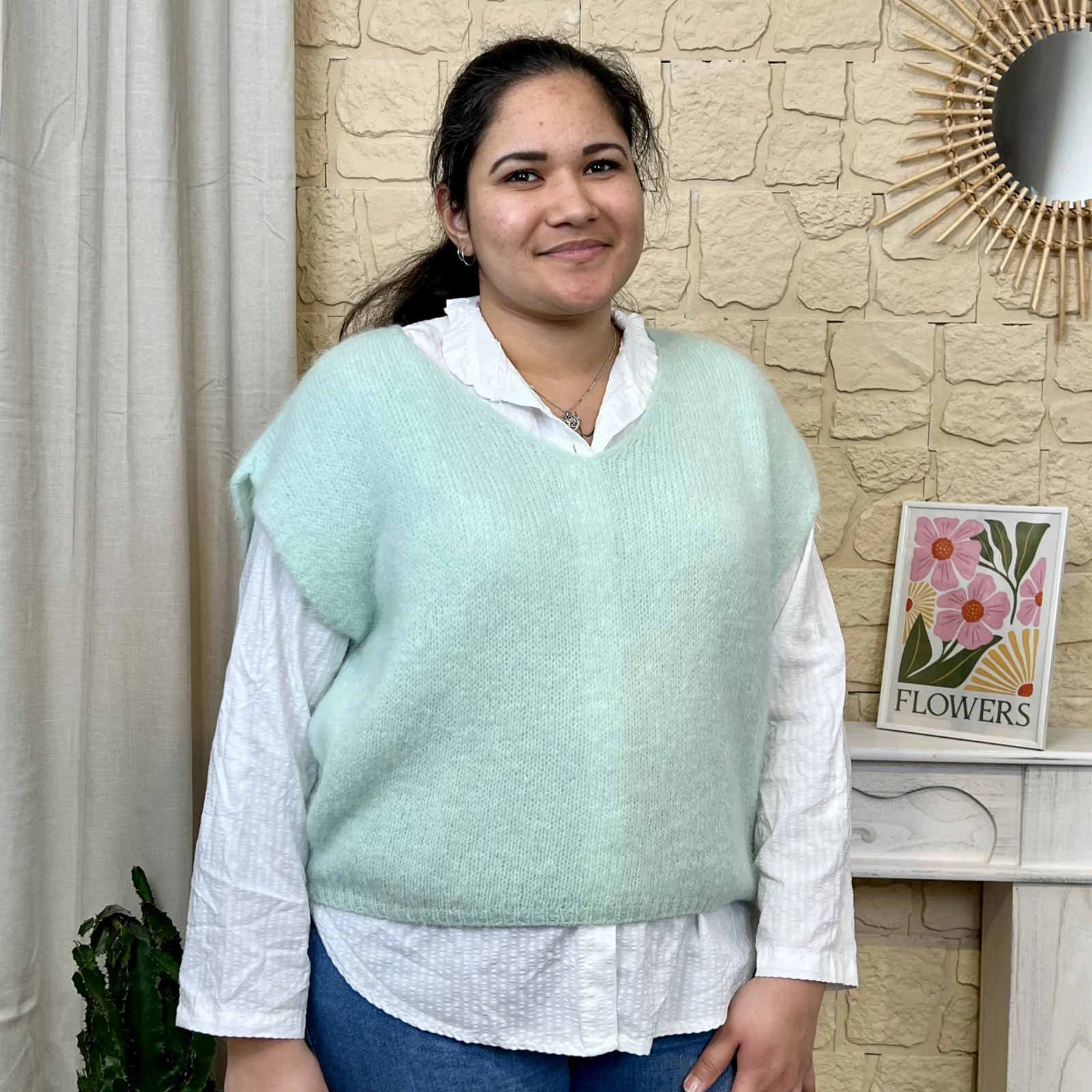 Pull sans manches (TU) - vert-deau - taille-unique