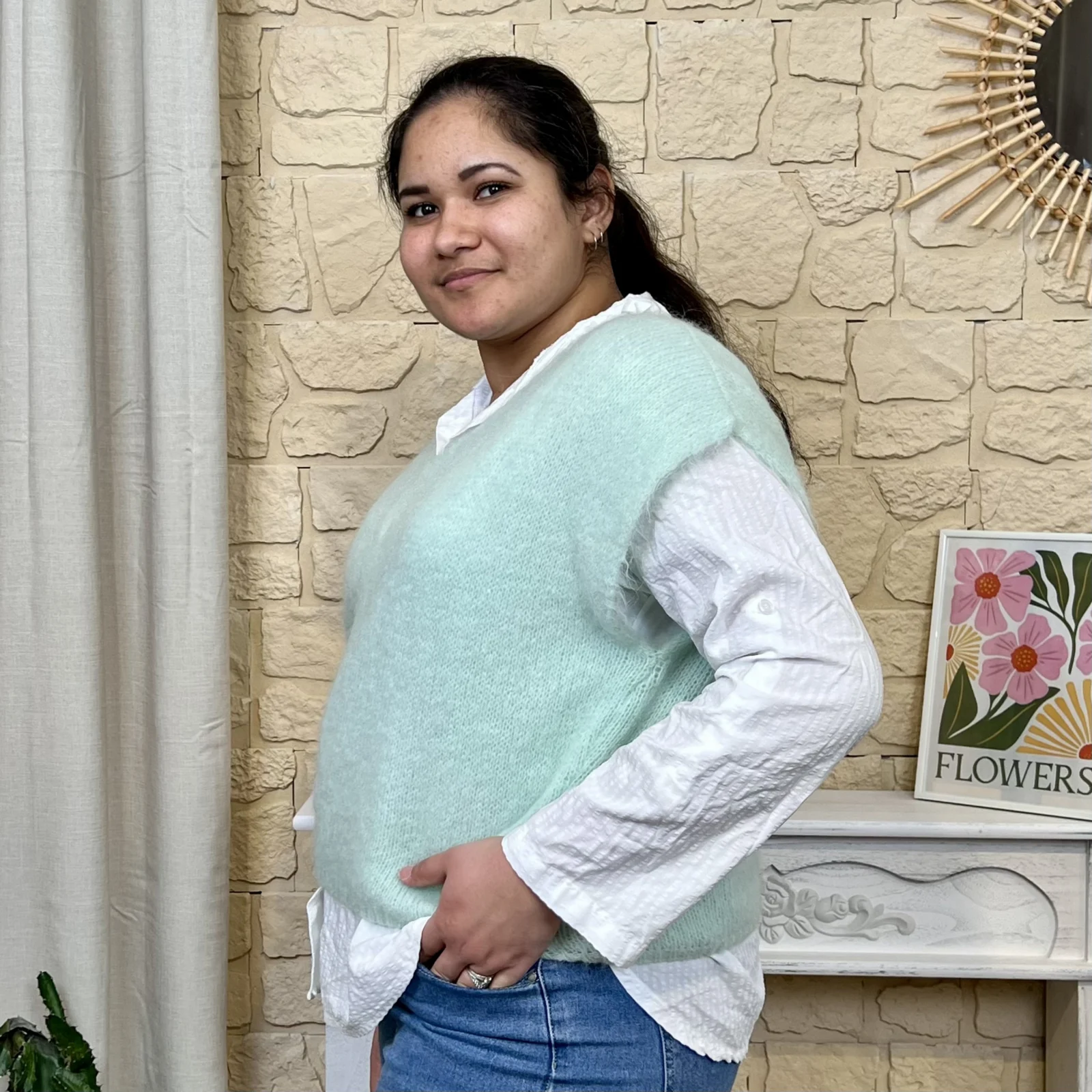 Pull sans manches (TU) - vert-deau - taille-unique