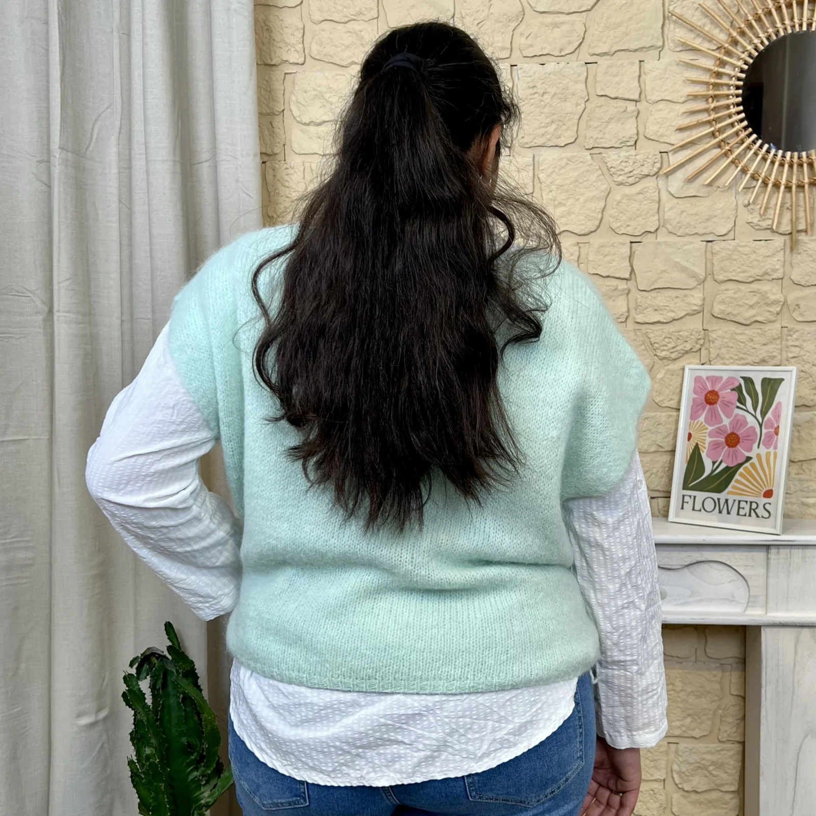 Pull sans manches (TU) - vert-deau - taille-unique