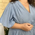 Robe longue unie (T40-T48) - bleu-jeans - 48