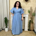 Robe longue unie (T40-T48) - bleu-jeans - 48
