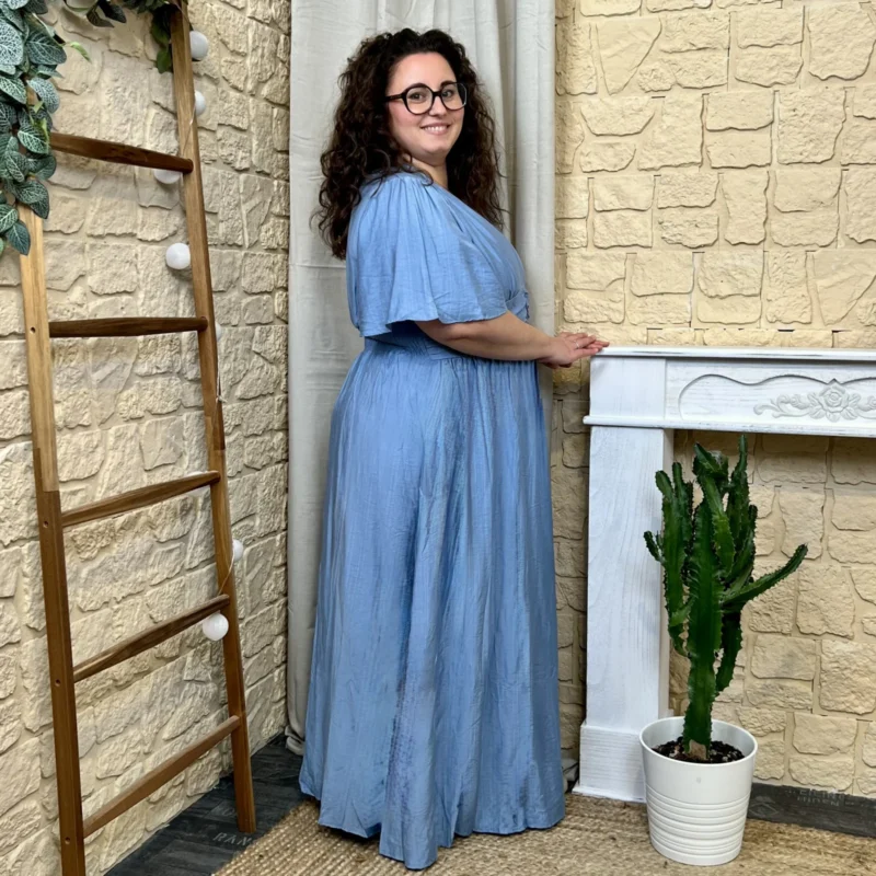 Robe longue unie (T40-T48) - bleu-jeans - 48