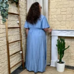 Robe longue unie (T40-T48) - bleu-jeans - 48